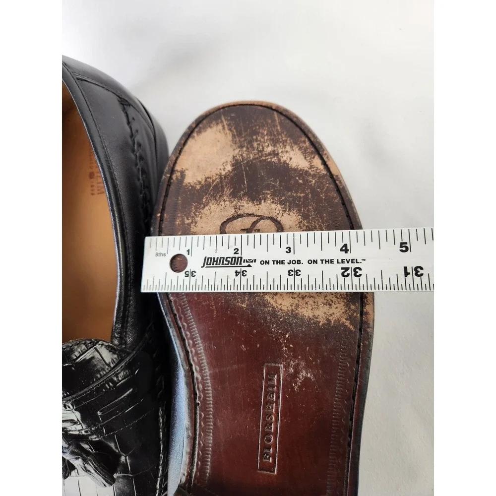 Florsheim Pisa Black Croc Leather Moc Toe Loafer Tassel Shoes Men's 12 EEE Wide